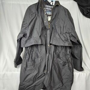 Totes Women's Black Snap Button Removable Hood Rain Jacket Size‎ M